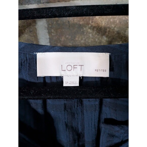 Loft Women's Petite S Long Sleeve Blouse Blue - Picture 4 of 5
